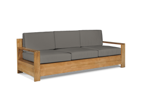 Qube 3-Person Teak Charcoal Outdoor Sofa with Sunbrella® Cushion - Ornate Home