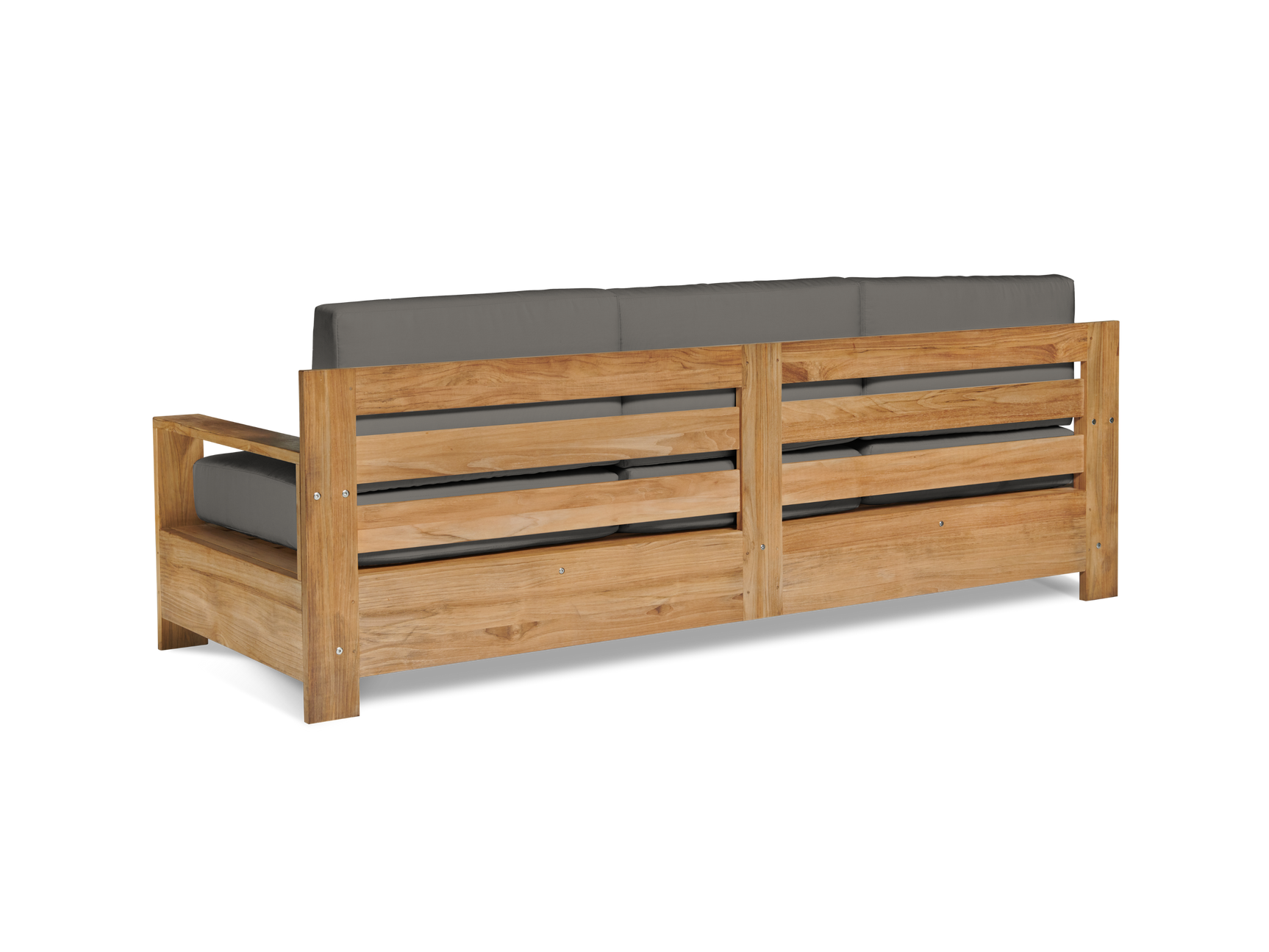 Qube 3-Person Teak Charcoal Outdoor Sofa with Sunbrella® Cushion - Ornate Home