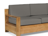 Qube 3-Person Teak Charcoal Outdoor Sofa with Sunbrella® Cushion - Ornate Home