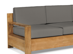 Qube 3-Person Teak Charcoal Outdoor Sofa with Sunbrella® Cushion - Ornate Home