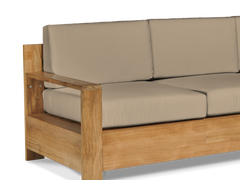 Qube 3-Person Teak Fawn Outdoor Sofa with Sunbrella® Cushion - Ornate Home