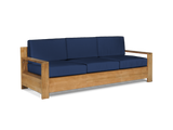 Qube 3-Person Teak Navy Outdoor Sofa with Sunbrella® Cushion - Ornate Home