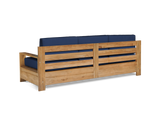 Qube 3-Person Teak Navy Outdoor Sofa with Sunbrella® Cushion - Ornate Home
