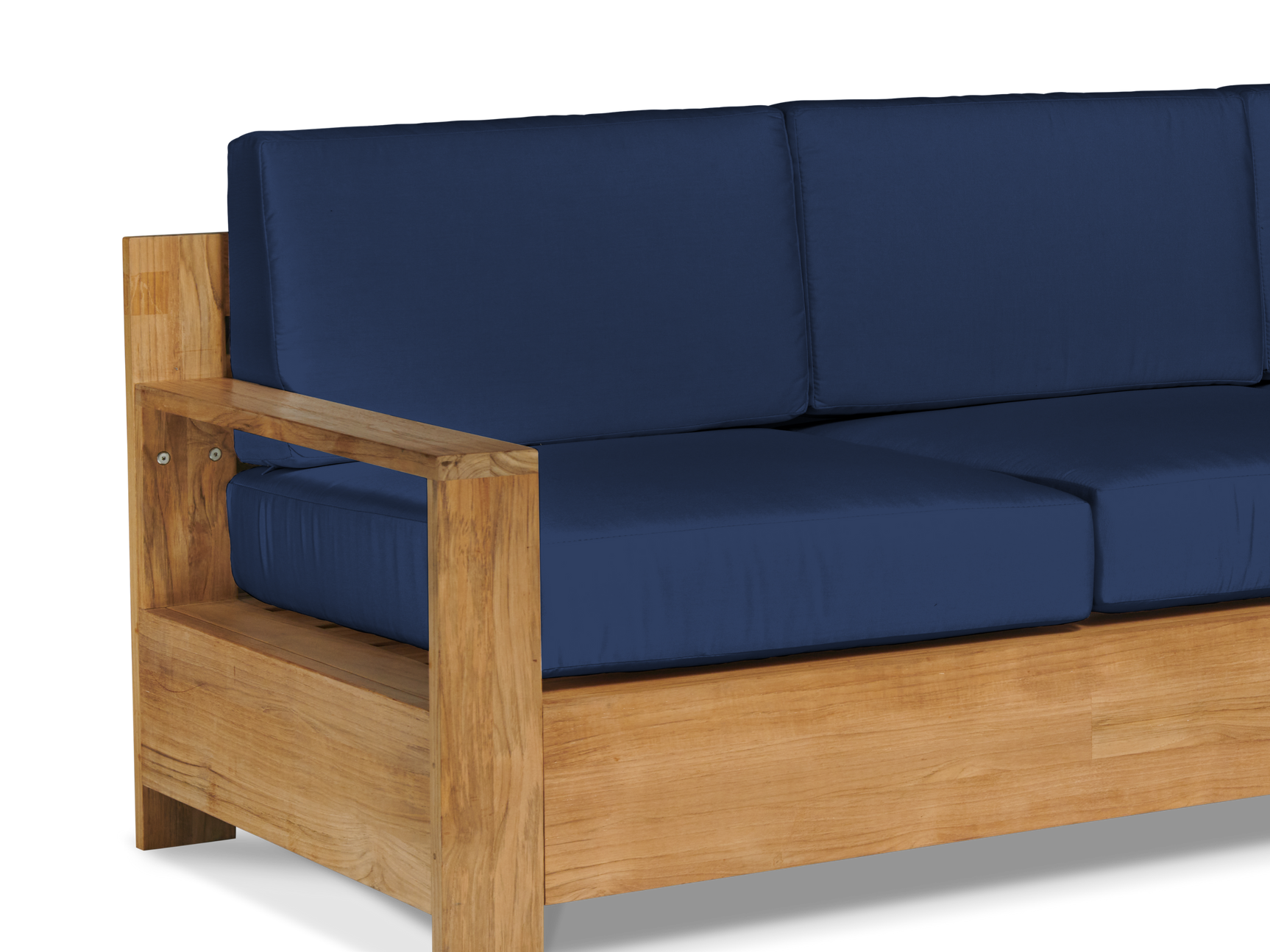 Qube 3-Person Teak Navy Outdoor Sofa with Sunbrella® Cushion - Ornate Home