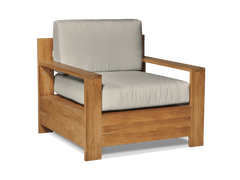 Qube Teak Canvas Outdoor Club Chair with Sunbrella® Cushion - Ornate Home