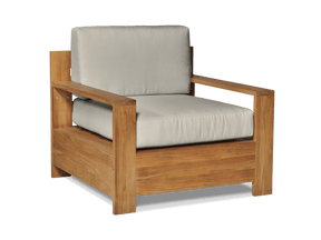 Qube Teak Canvas Outdoor Club Chair with Sunbrella® Cushion - Ornate Home