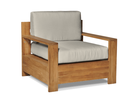 Qube Teak Canvas Outdoor Club Chair with Sunbrella® Cushion - Ornate Home