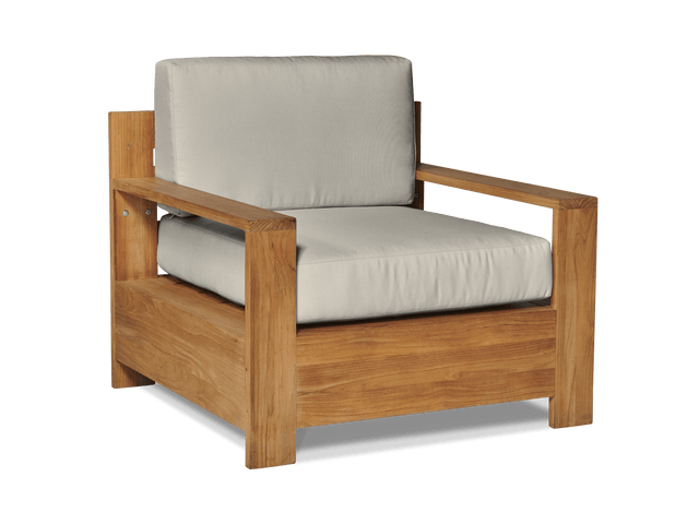 Qube Teak Canvas Outdoor Club Chair with Sunbrella® Cushion - Ornate Home