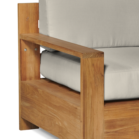 Qube Teak Canvas Outdoor Club Chair with Sunbrella® Cushion - Ornate Home