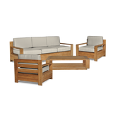 Qube Teak Canvas Outdoor Club Chair with Sunbrella® Cushion - Ornate Home