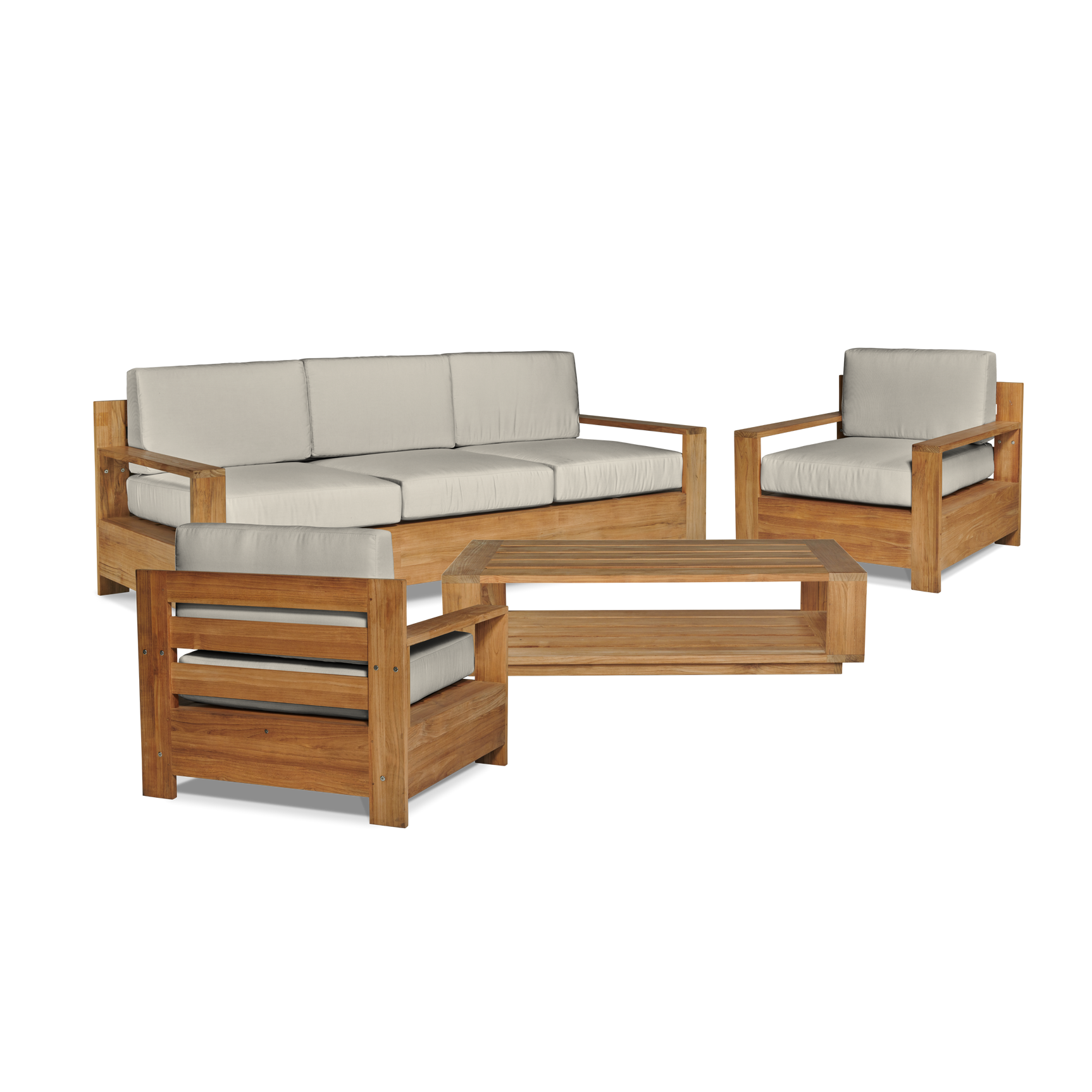 Qube Teak Canvas Outdoor Club Chair with Sunbrella® Cushion - Ornate Home