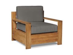 Qube Teak Charcoal Outdoor Club Chair with Sunbrella® Cushion - Ornate Home