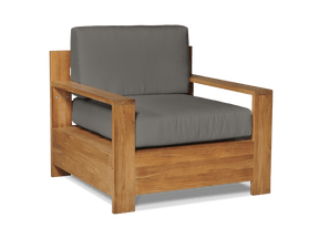 Qube Teak Charcoal Outdoor Club Chair with Sunbrella® Cushion - Ornate Home