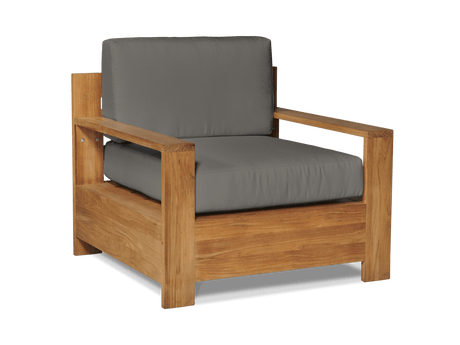 Qube Teak Charcoal Outdoor Club Chair with Sunbrella® Cushion - Ornate Home