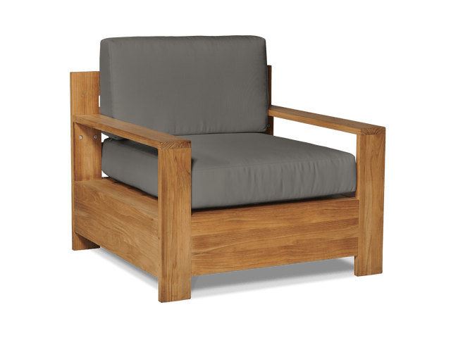 Qube Teak Charcoal Outdoor Club Chair with Sunbrella® Cushion - Ornate Home