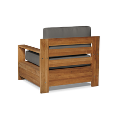 Qube Teak Charcoal Outdoor Club Chair with Sunbrella® Cushion - Ornate Home
