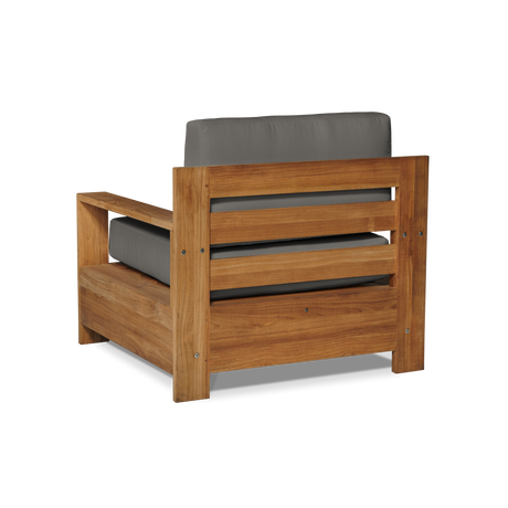 Qube Teak Charcoal Outdoor Club Chair with Sunbrella® Cushion - Ornate Home