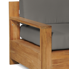 Qube Teak Charcoal Outdoor Club Chair with Sunbrella® Cushion - Ornate Home