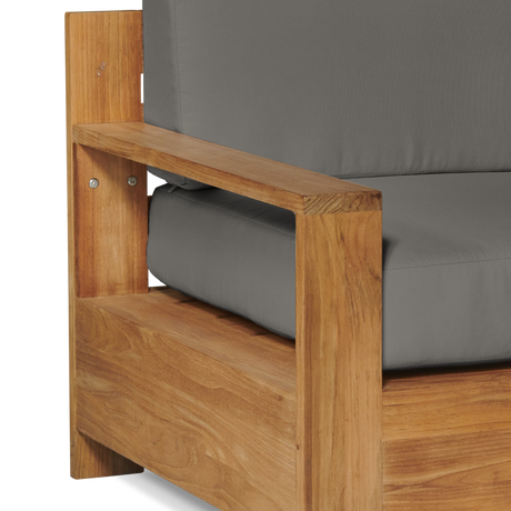 Qube Teak Charcoal Outdoor Club Chair with Sunbrella® Cushion - Ornate Home