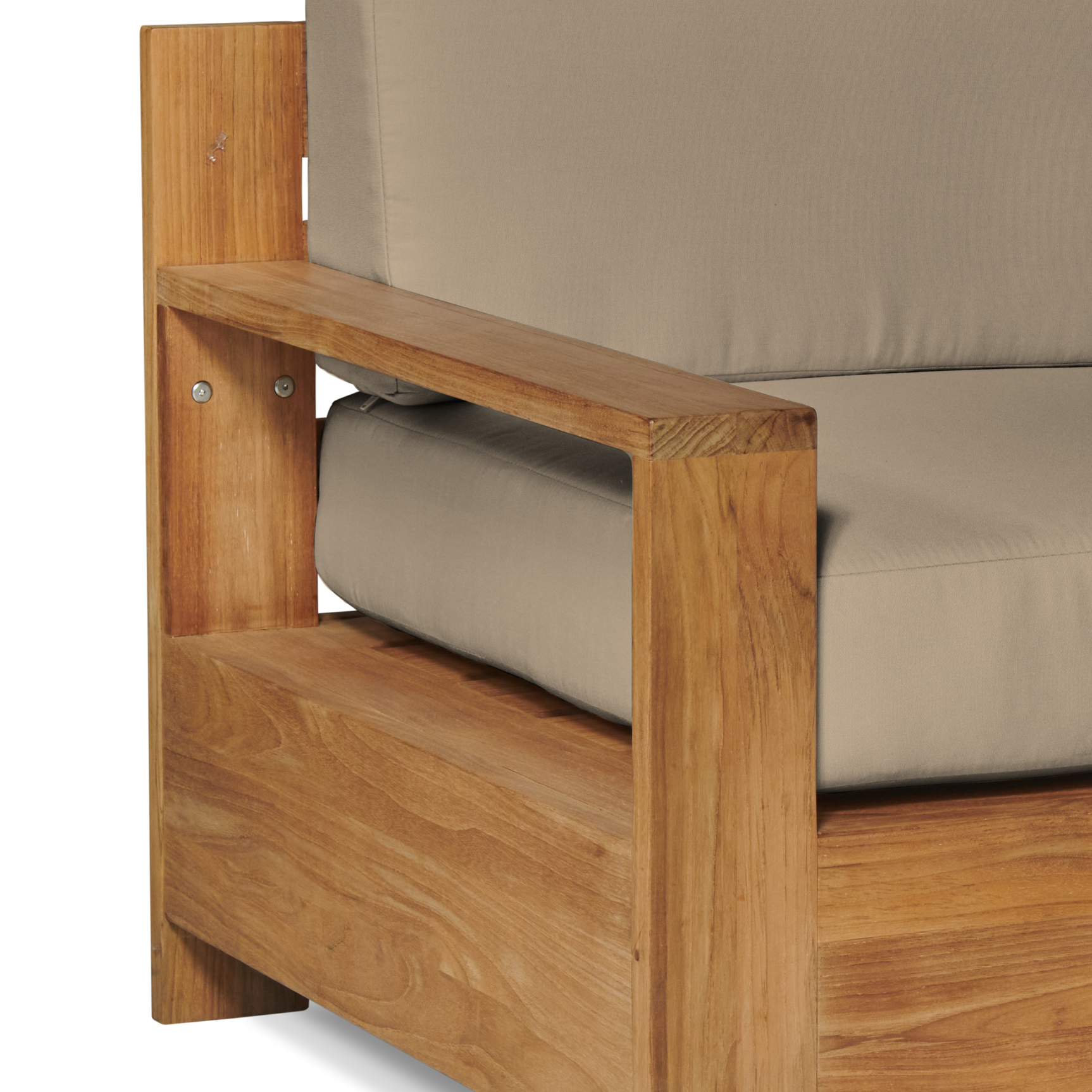 Qube Teak Fawn Outdoor Club Chair with Sunbrella® Cushion - Ornate Home