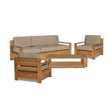 Qube Teak Fawn Outdoor Club Chair with Sunbrella® Cushion - Ornate Home