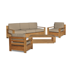 Qube Teak Fawn Outdoor Club Chair with Sunbrella® Cushion - Ornate Home
