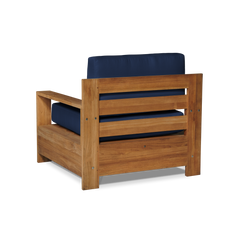 Qube Teak Navy Outdoor Club Chair with Sunbrella® Cushion - Ornate Home