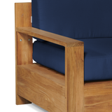 Qube Teak Navy Outdoor Club Chair with Sunbrella® Cushion - Ornate Home