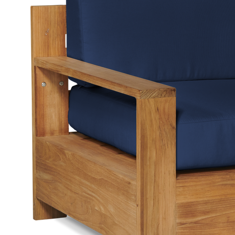 Qube Teak Navy Outdoor Club Chair with Sunbrella® Cushion - Ornate Home