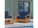 Qube Teak Navy Outdoor Club Chair with Sunbrella® Cushion - Ornate Home