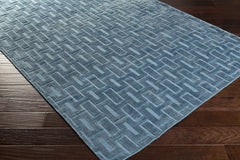Quealy Blue Patterned 3x5 Small Viscose Rug - Clearance - Ornate Home