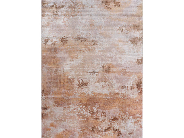 Queen Beige Modern Abstract Easy Silk Rubber Backing Soft Area Rug - Ornate Home