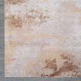 Queen Beige Modern Abstract Easy Silk Rubber Backing Soft Area Rug - Ornate Home