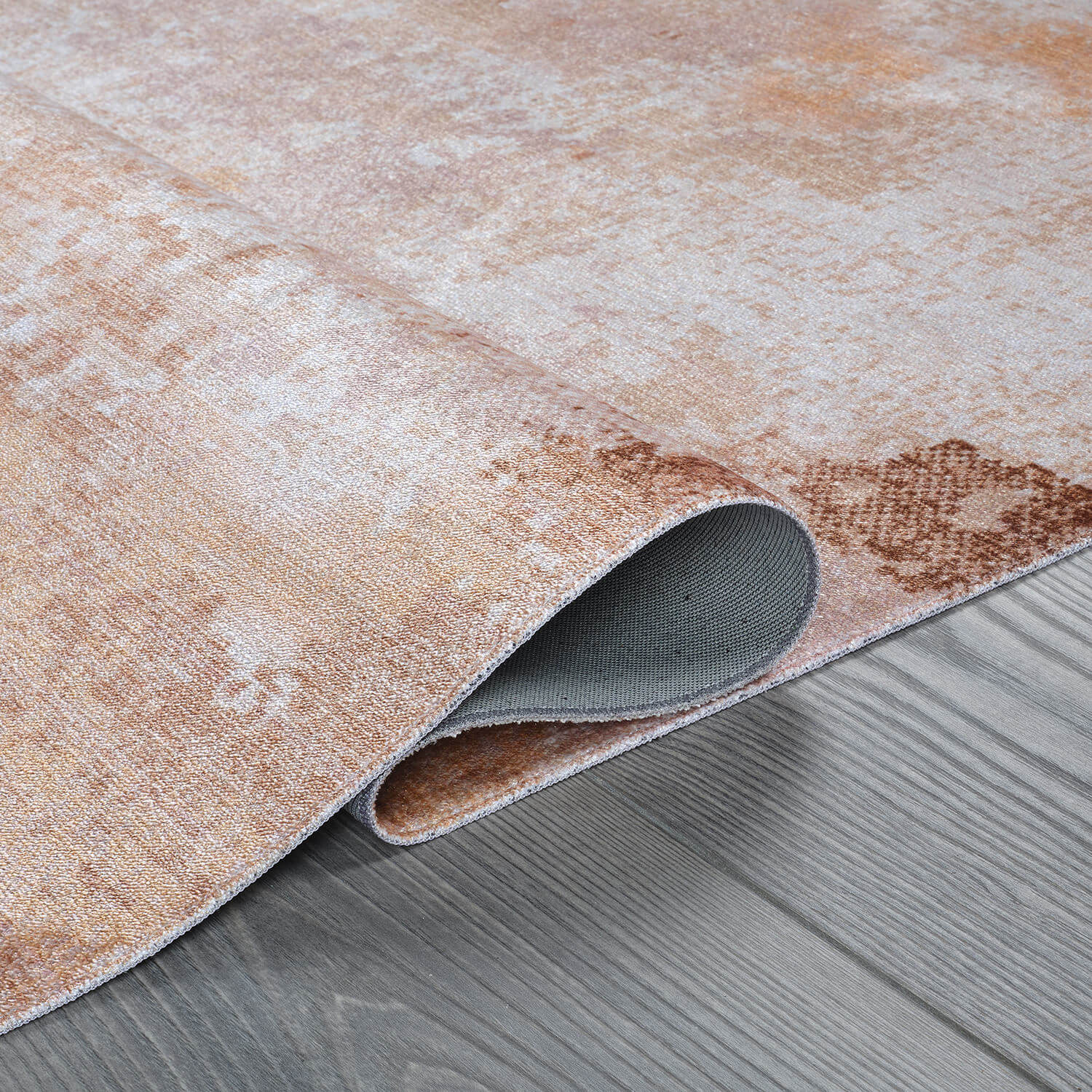 Queen Beige Modern Abstract Easy Silk Rubber Backing Soft Area Rug - Ornate Home