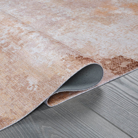 Queen Beige Modern Abstract Easy Silk Rubber Backing Soft Area Rug - Ornate Home