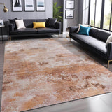 Queen Beige Modern Abstract Easy Silk Rubber Backing Soft Area Rug - Ornate Home