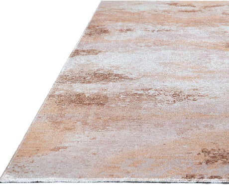 Queen Beige Modern Abstract Easy Silk Rubber Backing Soft Area Rug - Ornate Home