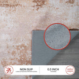 Queen Beige Modern Abstract Easy Silk Rubber Backing Soft Area Rug - Ornate Home