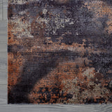 Queen Black Modern Abstract Easy Silk Rubber Backing Soft Area Rug  5x7 - Ornate Home