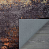 Queen Black Modern Abstract Easy Silk Rubber Backing Soft Area Rug  5x7 - Ornate Home