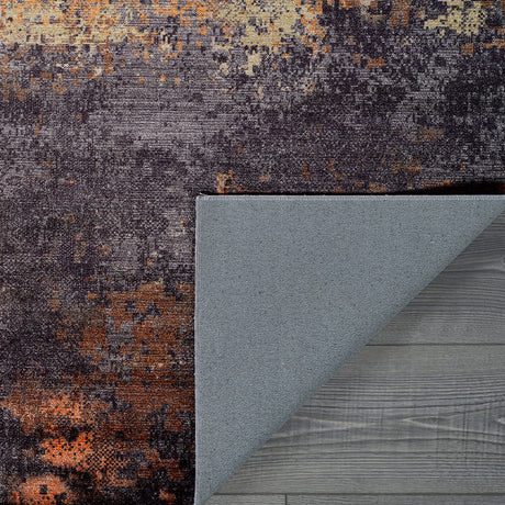 Queen Black Modern Abstract Easy Silk Rubber Backing Soft Area Rug  5x7 - Ornate Home