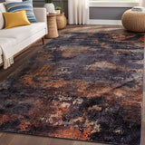 Queen Black Modern Abstract Easy Silk Rubber Backing Soft Area Rug  5x7 - Ornate Home