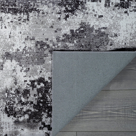 Queen Gray Modern Abstract Easy Silk Rubber Backing Soft Area Rug - Ornate Home