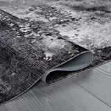 Queen Gray Modern Abstract Easy Silk Rubber Backing Soft Area Rug - Ornate Home