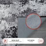 Queen Gray Modern Abstract Easy Silk Rubber Backing Soft Area Rug - Ornate Home