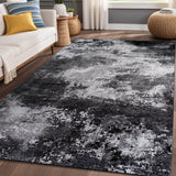 Queen Gray Modern Abstract Easy Silk Rubber Backing Soft Area Rug - Ornate Home