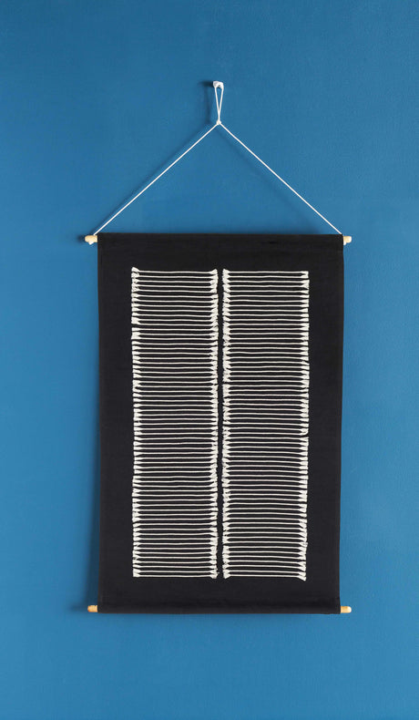 Queen Navy Fringed Wall Hanging - Ornate Home