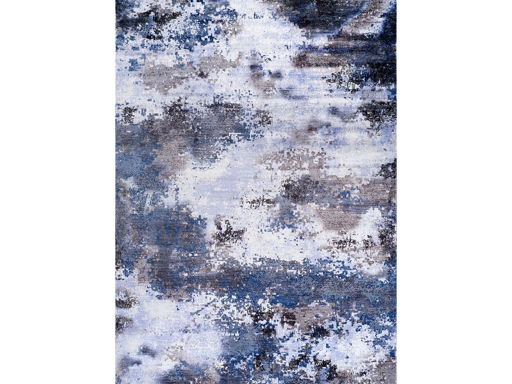 Queen Navy Modern Abstract Easy Silk Rubber Backing Soft Area Rug - Ornate Home