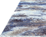 Queen Navy Modern Abstract Easy Silk Rubber Backing Soft Area Rug - Ornate Home