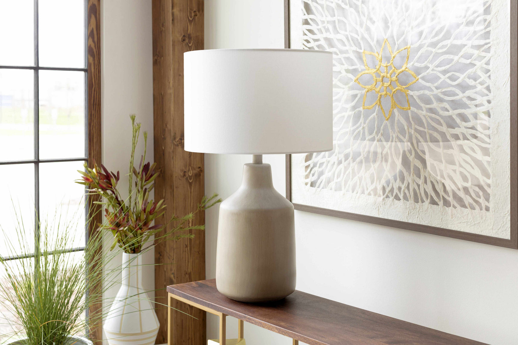 Quezon Beige Resin Table Lamp - Ornate Home